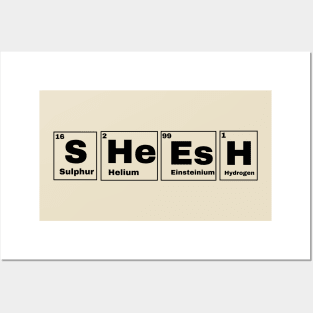 Sheesh Text Periodic Table Slogan Black Posters and Art